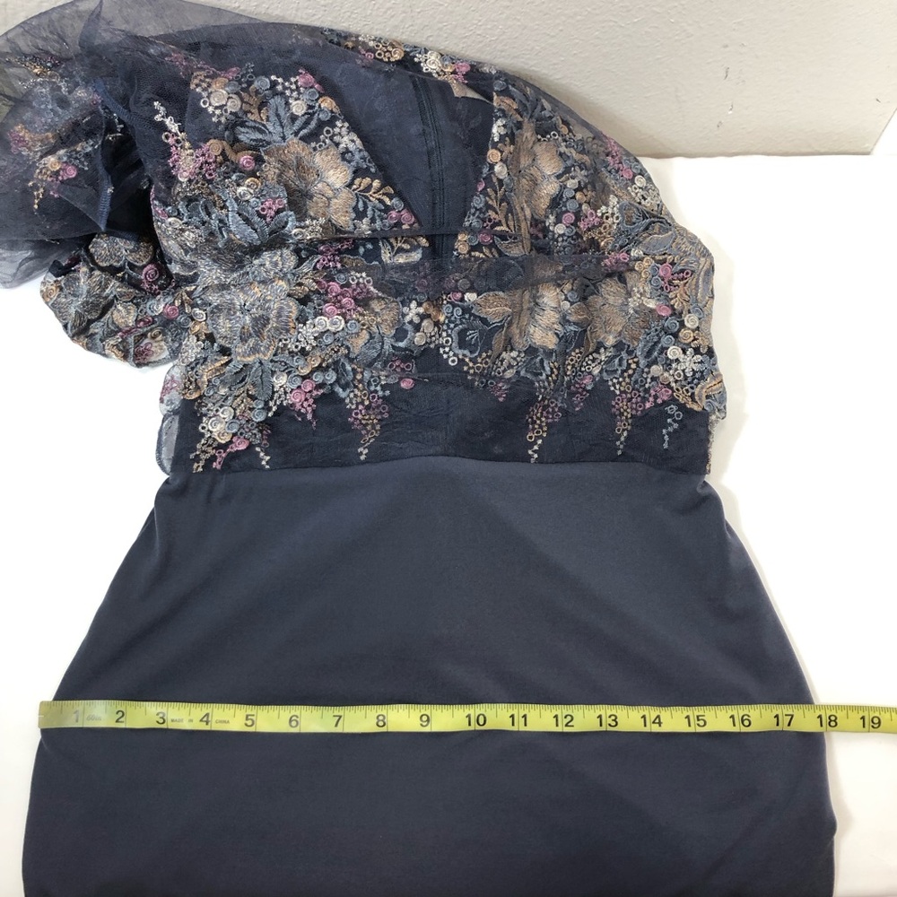 Altar’d State Stretchy Slip Embroidered Flower Gray Mesh Angelique Maxi Dress M - Picture 12 of 16